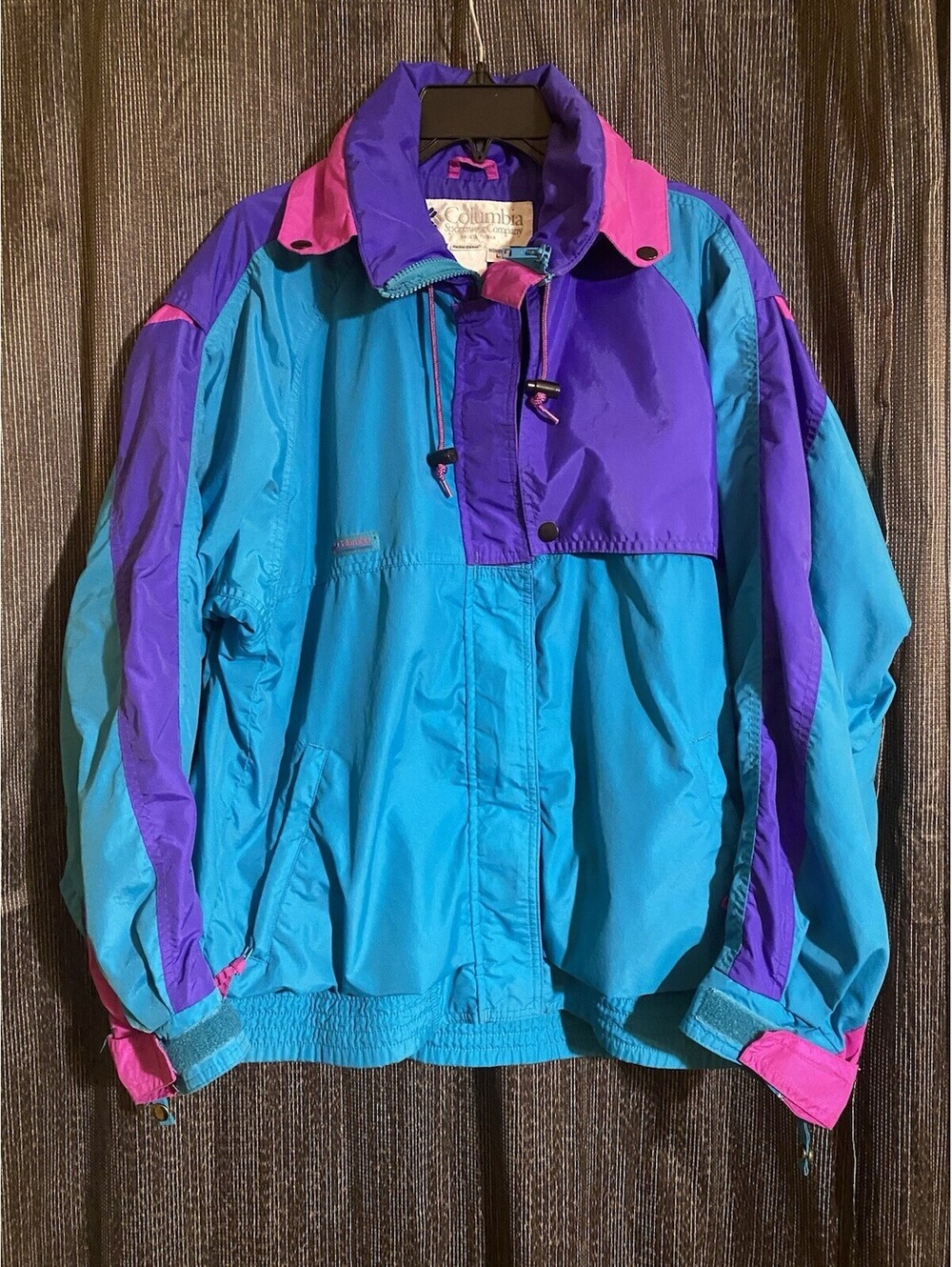 Columbia Criterion Womens Size Large Retro 90s Colorblock Coat Teal Purple Pink